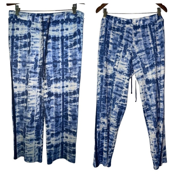 Lucky Brand pajama set pants tank top tie dye blue white soft lounge medium - Picture 2 of 8